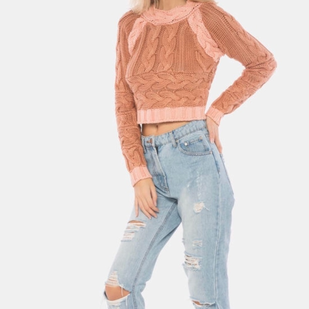 For Love and Lemons Knitz Crop Top Sweater